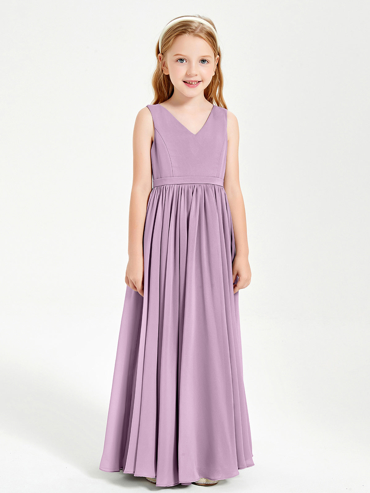 Chic Elegant Sleeveless Dresses for Junior Bridesmaids Wisteria